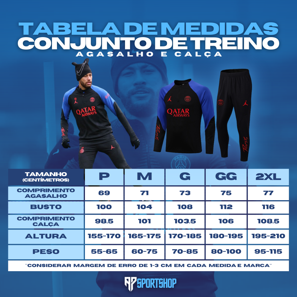 tabela de tamanhos camisas de times